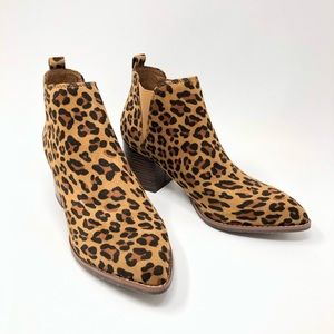Melrose Ave Vegan Suede Leopard Slip on Bootie
